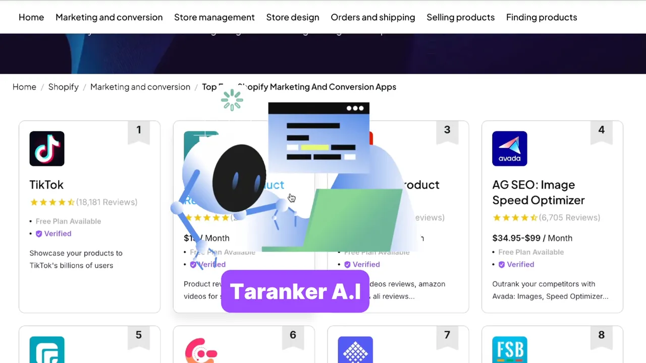 Leverage smart AI filters on Taranker to quickly find tailored e-commerce tools that match your business needs and preferences